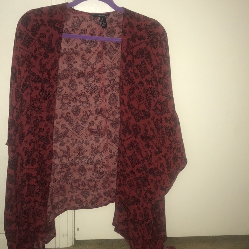 Red paisley print kimono